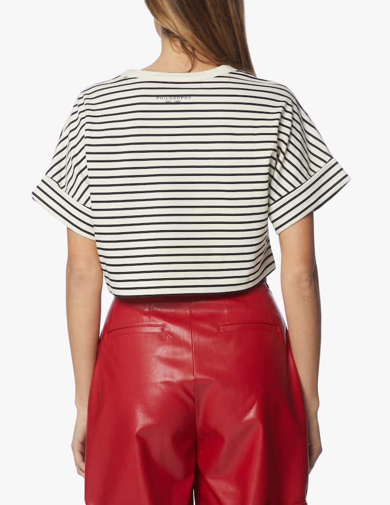 rinascente Philosophy di Lorenzo Serafini T-shirt crop a righe in cotone