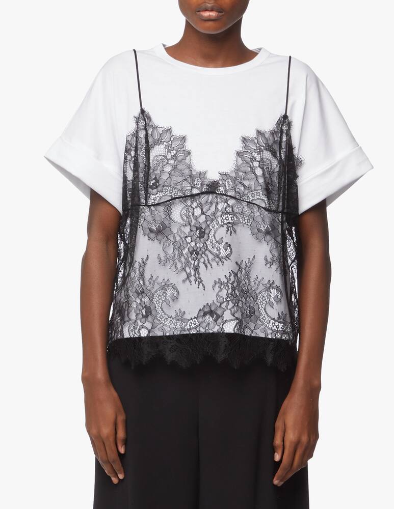 rinascente Philosophy di Lorenzo Serafini T-shirt in cotone con top in pizzo