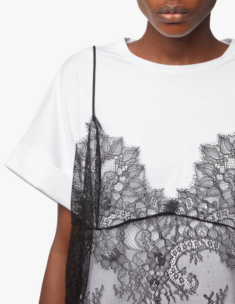 rinascente Philosophy di Lorenzo Serafini T-shirt in cotone con top in pizzo