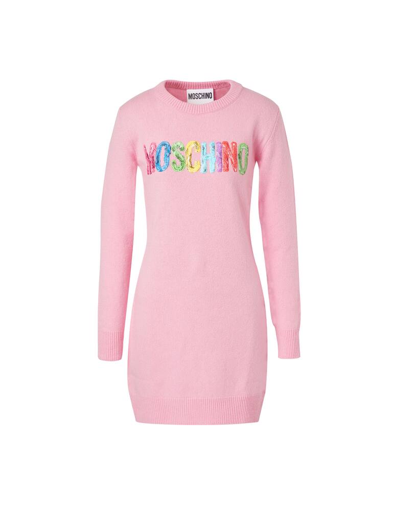 rinascente Moschino Cashmere blend mini dress with logo