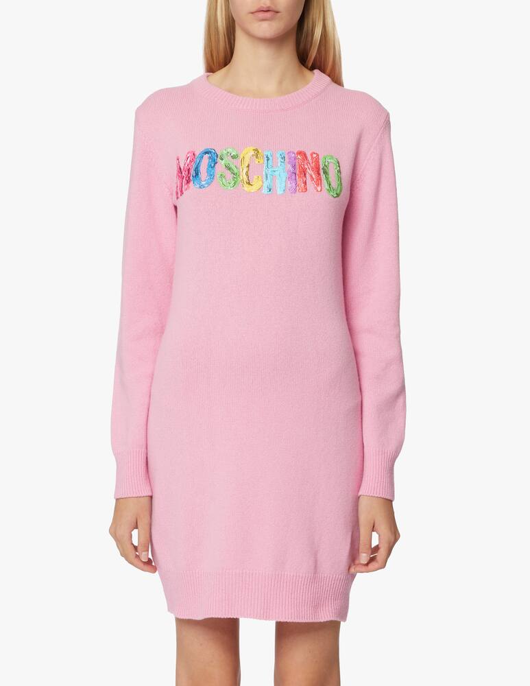 rinascente Moschino Cashmere blend mini dress with logo