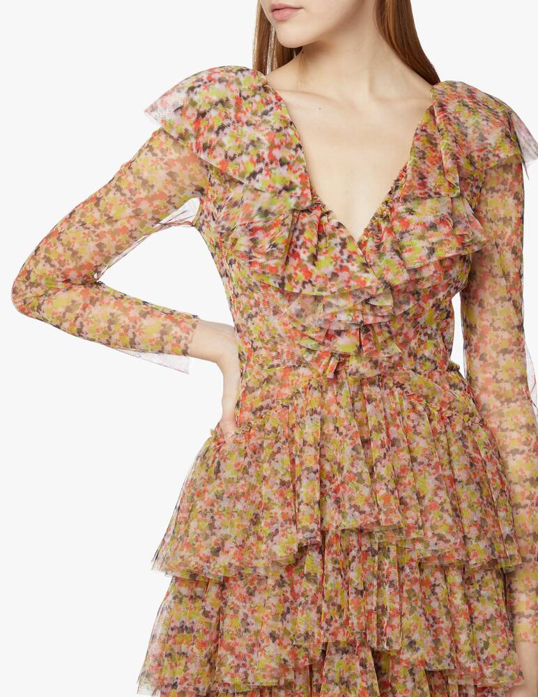 rinascente Philosophy di Lorenzo Serafini Vestito corto a manica lunga stampa fiori - rosa