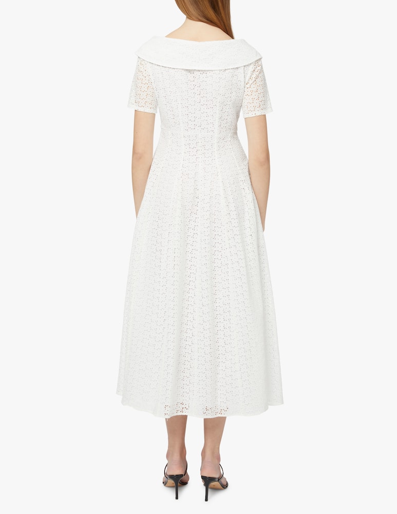 rinascente Philosophy di Lorenzo Serafini Vestito midi a manica corta in pizzo sangallo - bianco