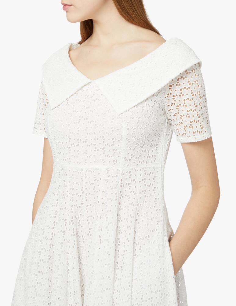rinascente Philosophy di Lorenzo Serafini Vestito midi a manica corta in pizzo sangallo - bianco
