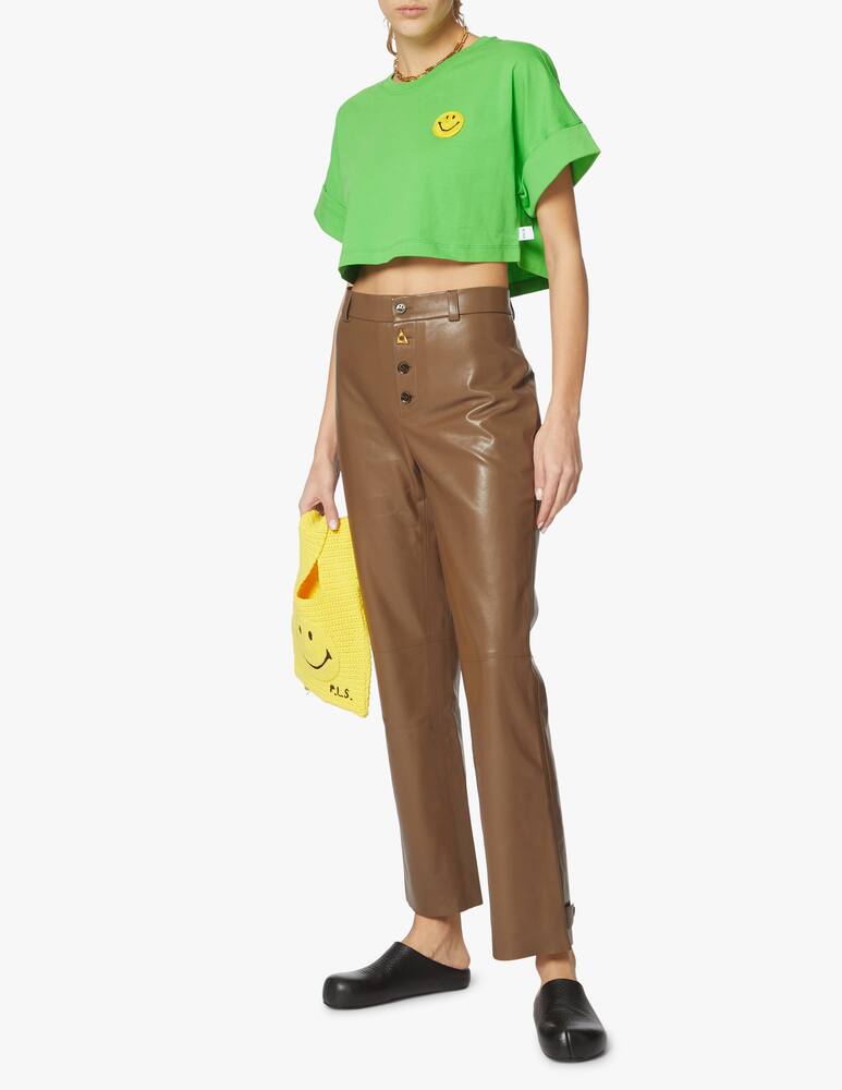 rinascente Philosophy di Lorenzo Serafini Cotton crop t-shirt with smile - green