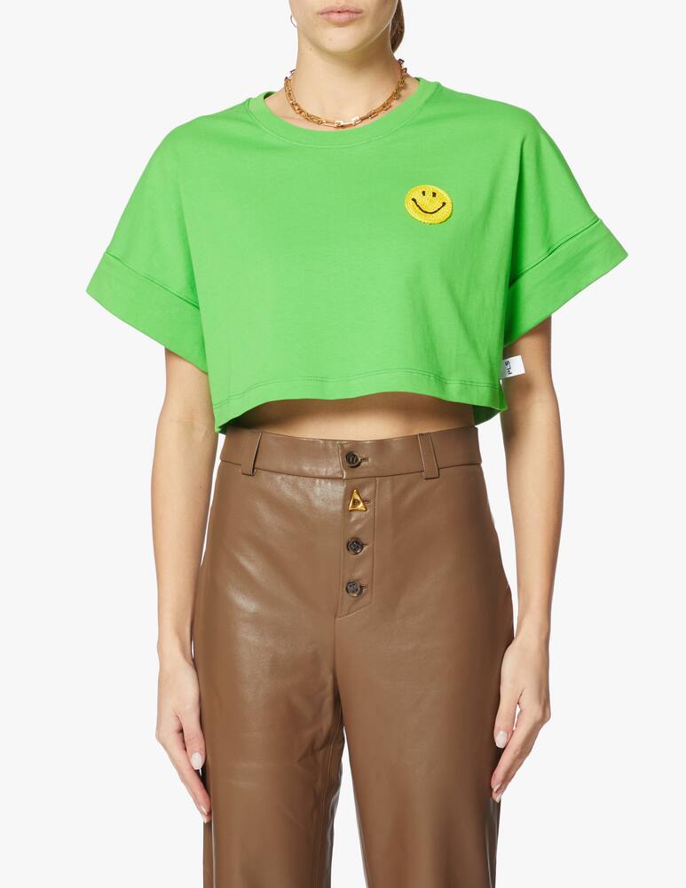 rinascente Philosophy di Lorenzo Serafini Cotton crop t-shirt with smile - green