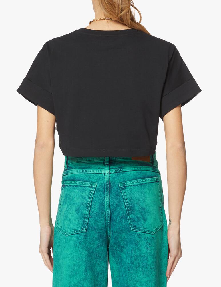 rinascente Philosophy di Lorenzo Serafini Cotton crop t-shirt with smile - black