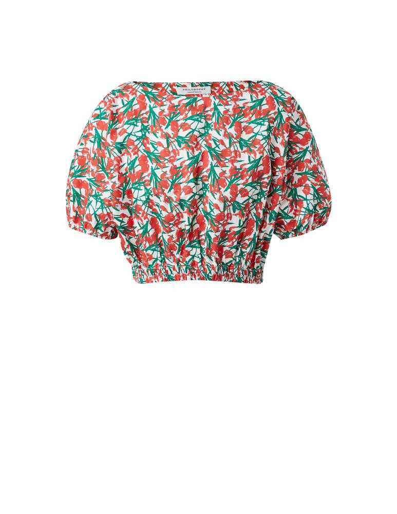 rinascente Philosophy di Lorenzo Serafini Cropped blouse with prints - red