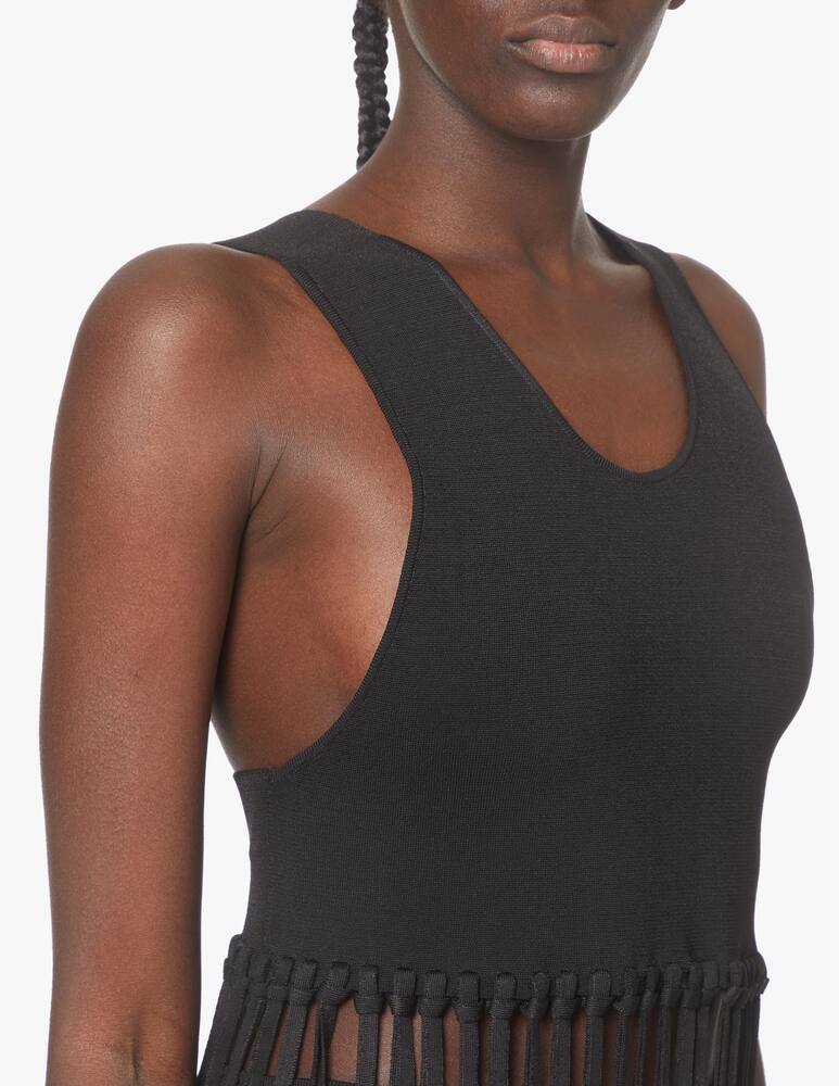 rinascente Philosophy di Lorenzo Serafini Canotta cropped con frangia - nero