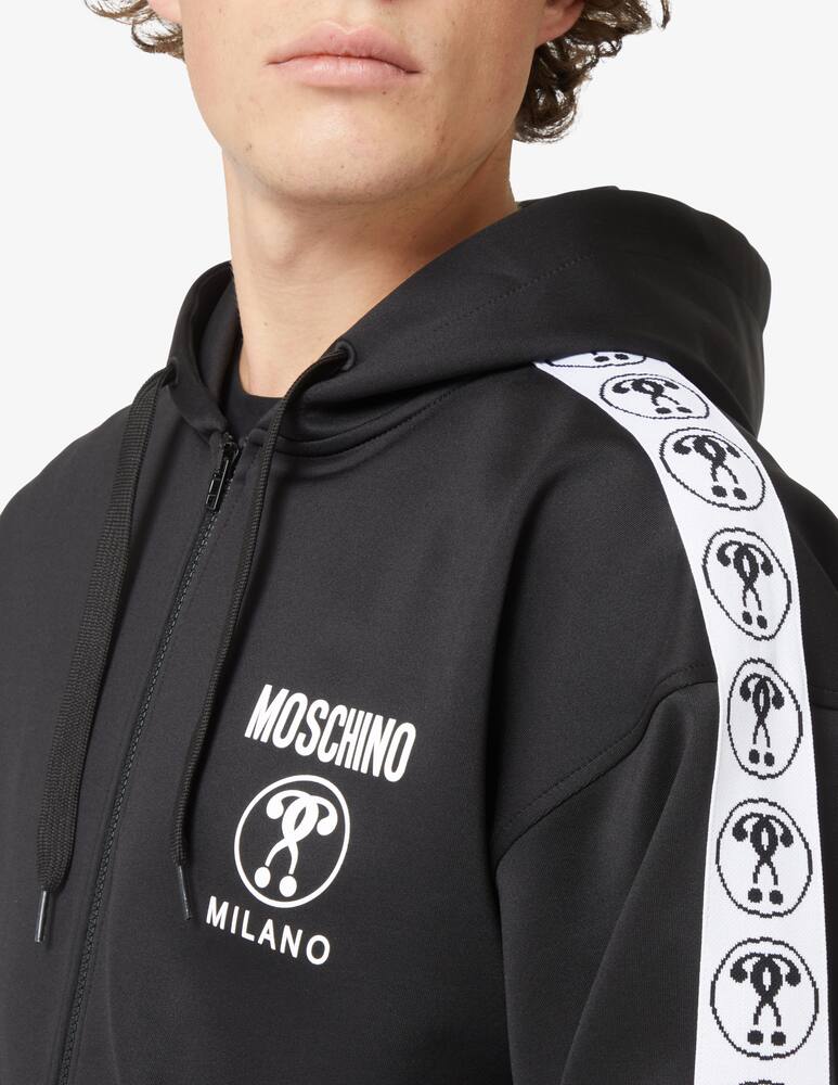 rinascente Moschino Couture Felpa con cappuccio con cerniera banda logo - Nero