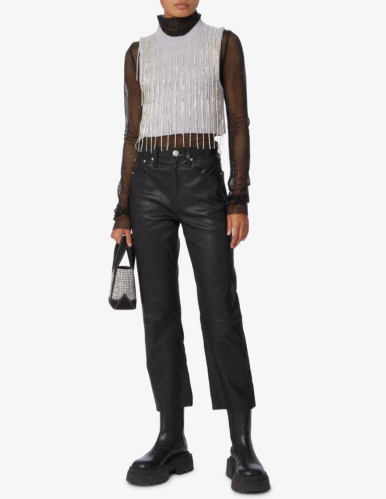 rinascente Philosophy di Lorenzo Serafini Maglia crop in lana con fili di cristallo - Lilla