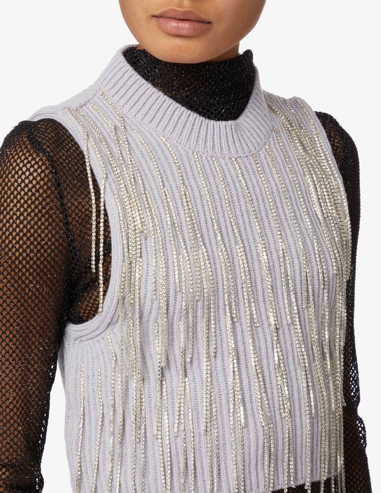 rinascente Philosophy di Lorenzo Serafini Maglia crop in lana con fili di cristallo - Lilla