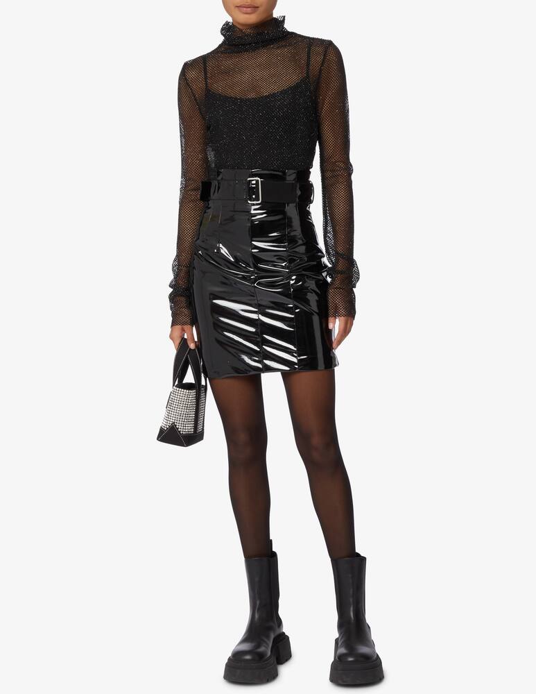 rinascente Philosophy di Lorenzo Serafini Mini vinil skirt with belt - Black