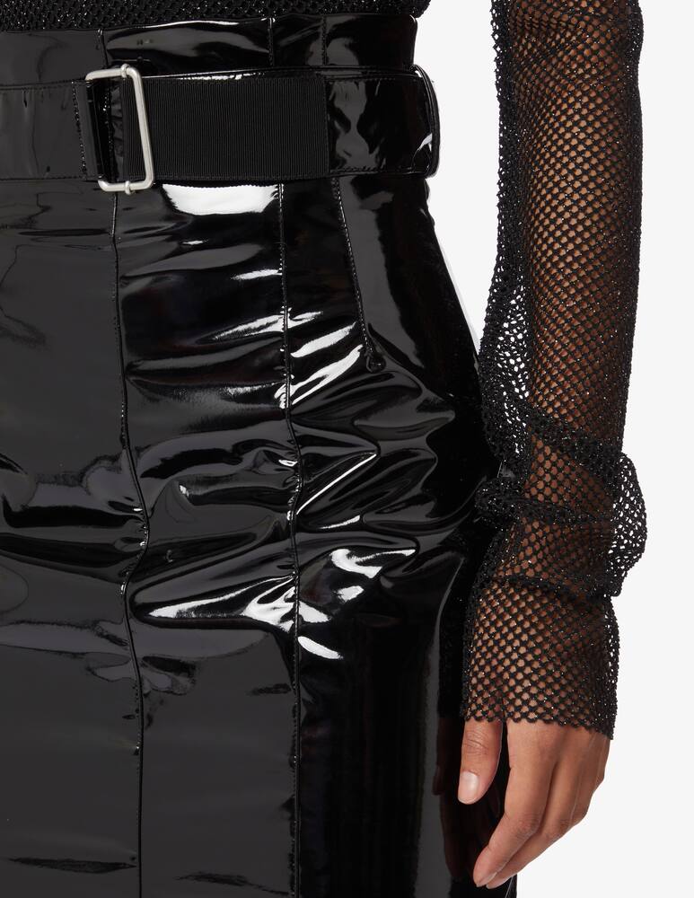 rinascente Philosophy di Lorenzo Serafini Mini vinil skirt with belt - Black