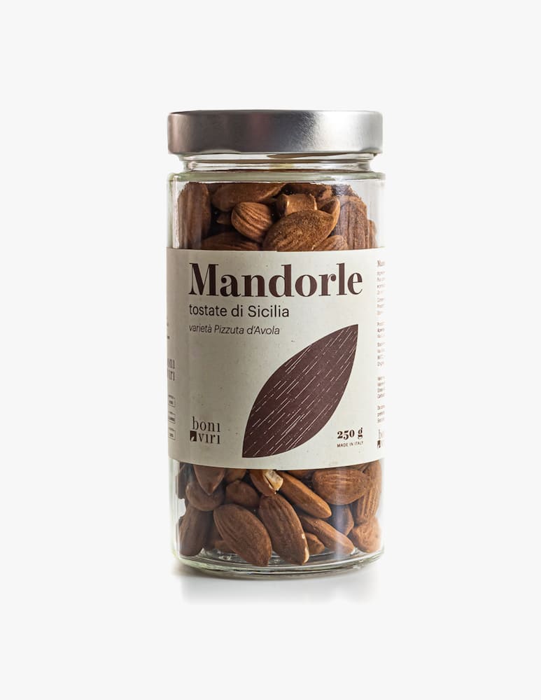Boniviri Sicilian roasted almonds Pizzuta di Avola variety 250g - picture 1 Boniviri Sicilian roasted almonds Pizzuta di Avola variety 250g - picture 1