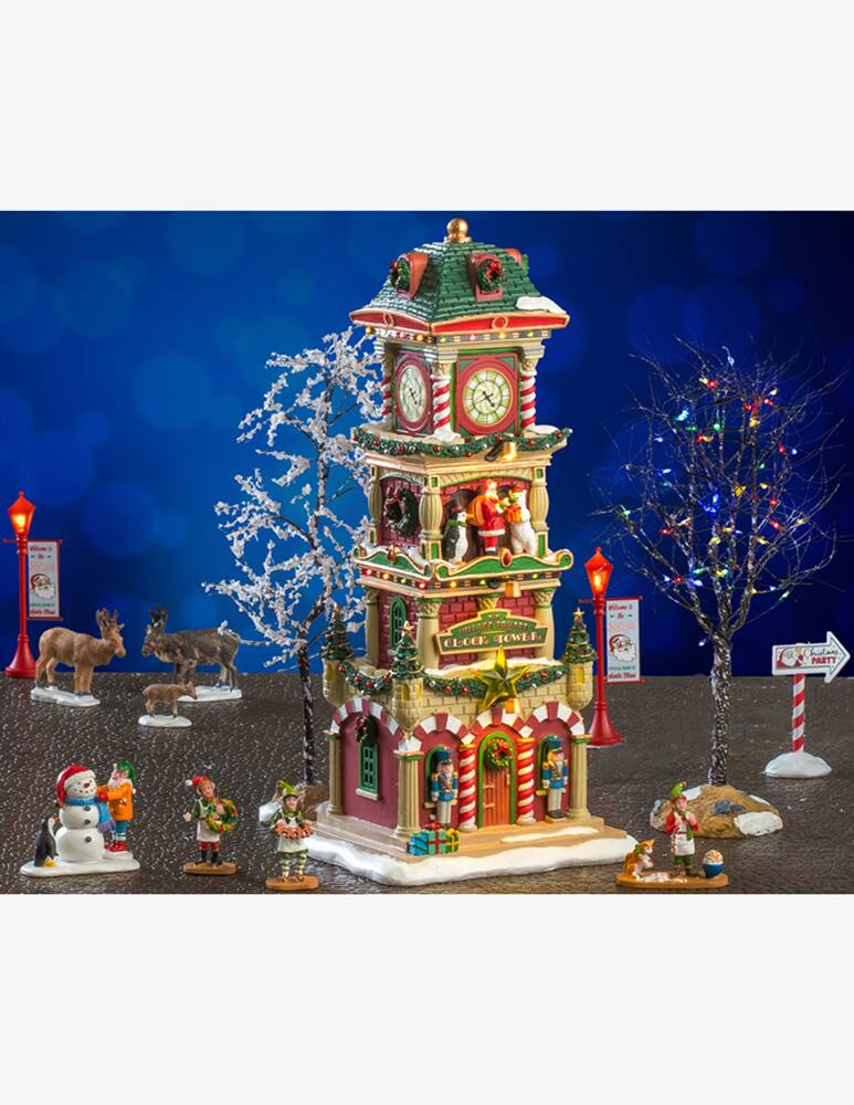 Lemax The Village Square Clock Tower Set Santa'S Wonderland - immagine 1 Lemax The Village Square Clock Tower Set Santa'S Wonderland - immagine 1