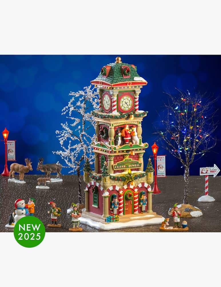 rinascente Lemax The Village Square Clock Tower Set  Santa'S Wonderland