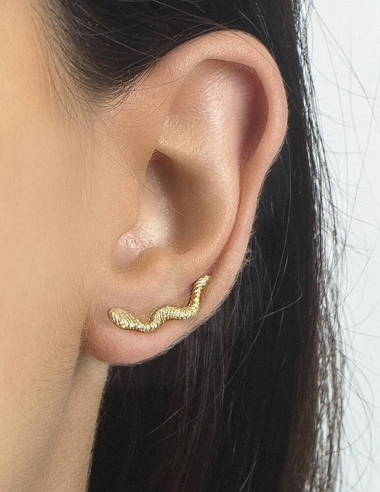 rinascente Mesh Orecchini dorati del polsino dell'orecchio del serpente