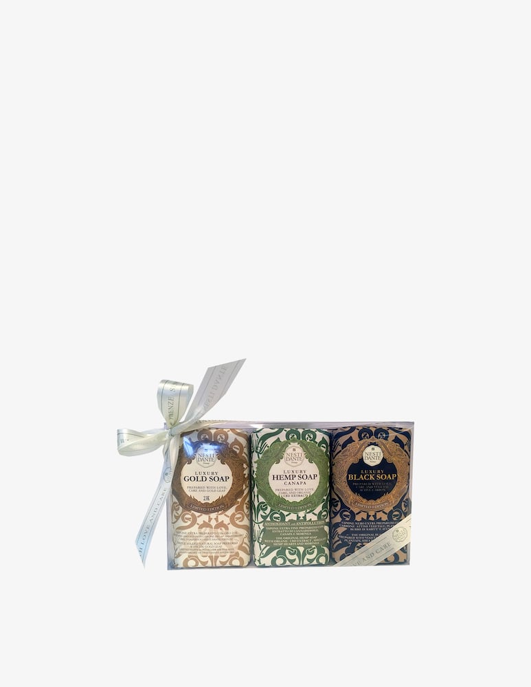 Nesti Dante Soap Luxury Gold Black & Hemp Set 3 x 250g - picture 1 Nesti Dante Soap Luxury Gold Black & Hemp Set 3 x 250g - picture 1