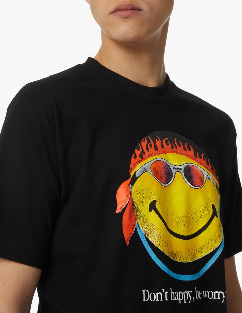 rinascente Market Smiley dont happy be worry t-shirt - black