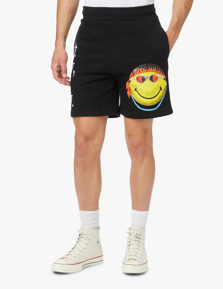 rinascente Market Pantaloni tuta corti smiley dont happy be worry - nero