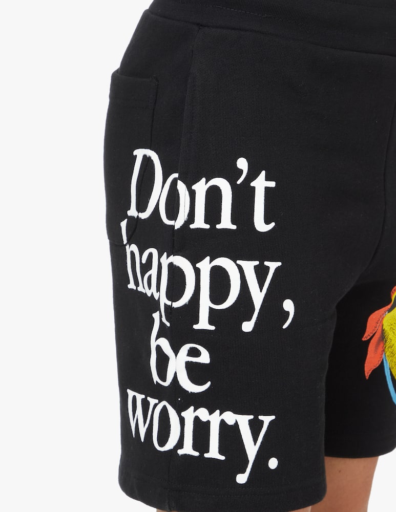 rinascente Market Pantaloni tuta corti smiley dont happy be worry - nero