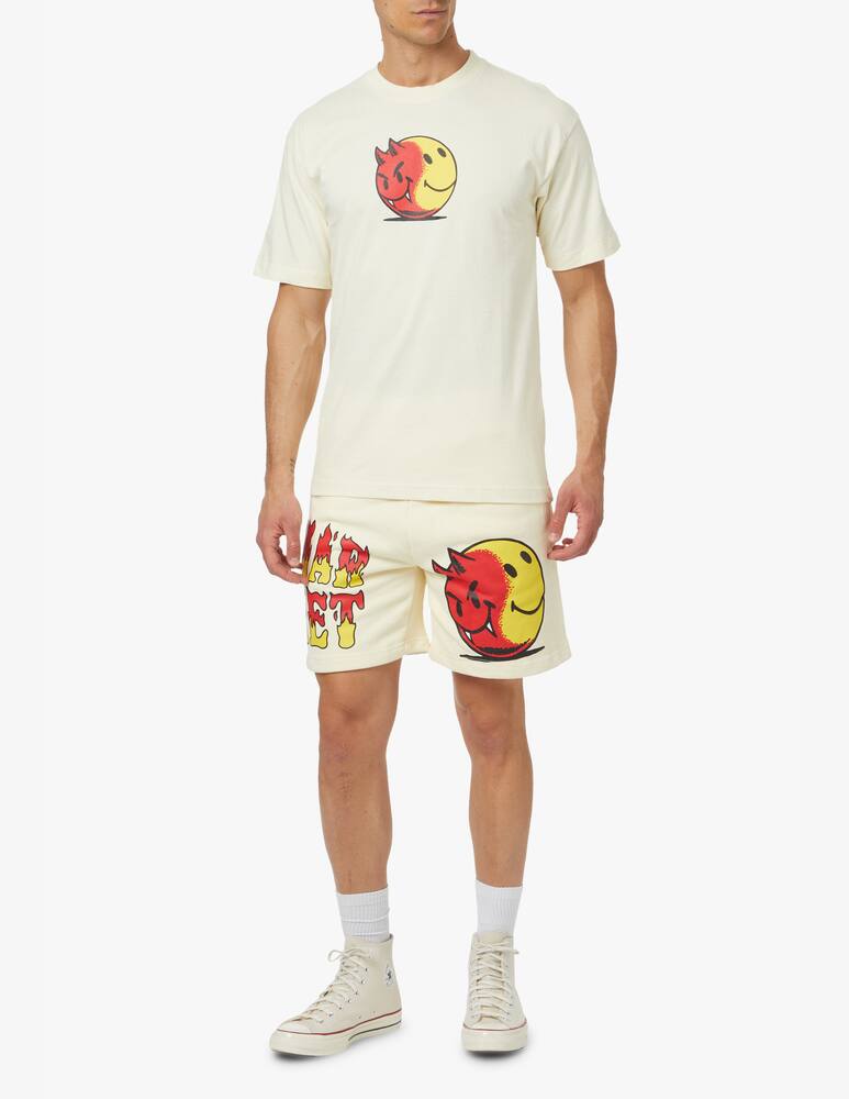 rinascente Market T-shirt smiley good and evil - beige