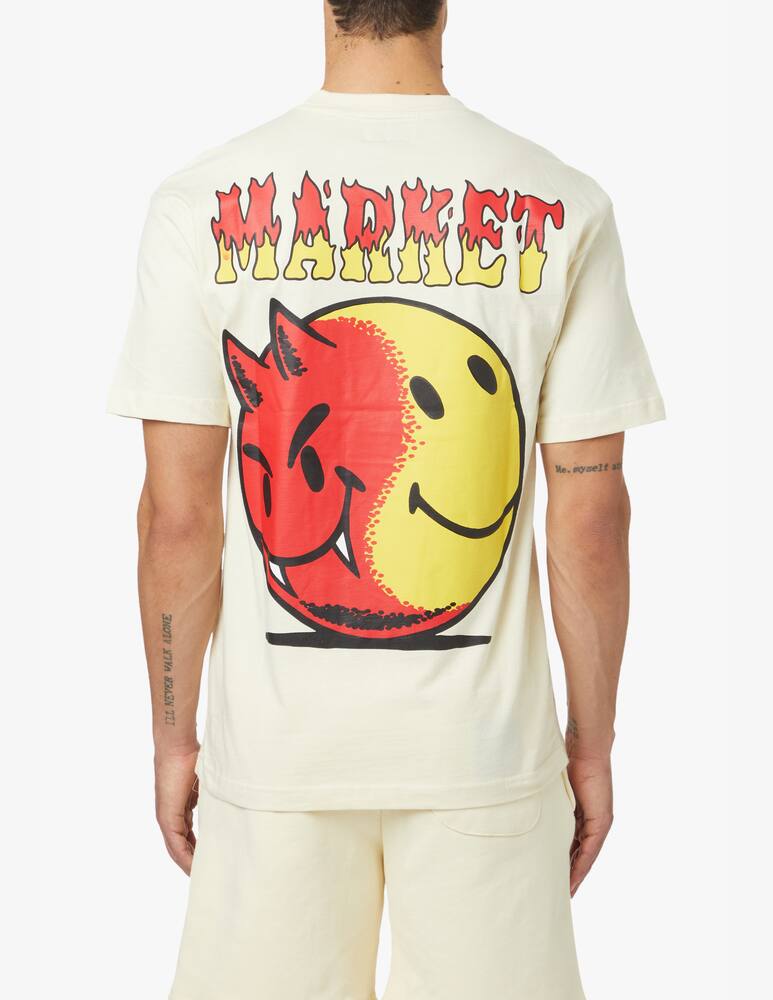 rinascente Market T-shirt smiley good and evil - beige