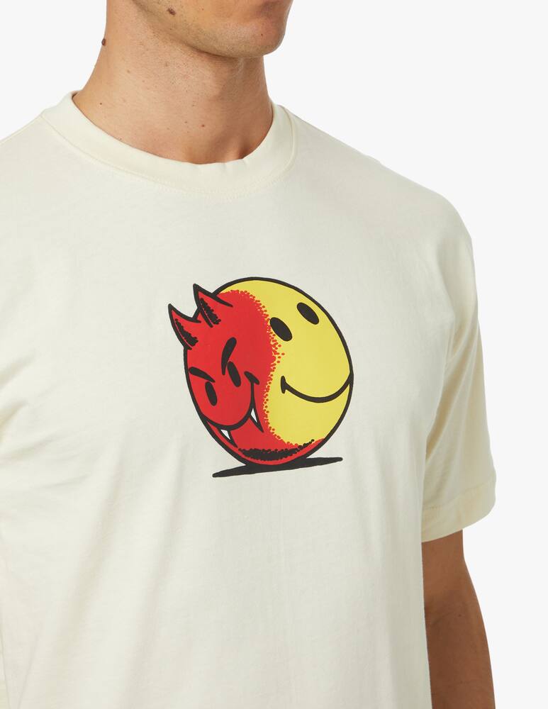 rinascente Market T-shirt smiley good and evil - beige
