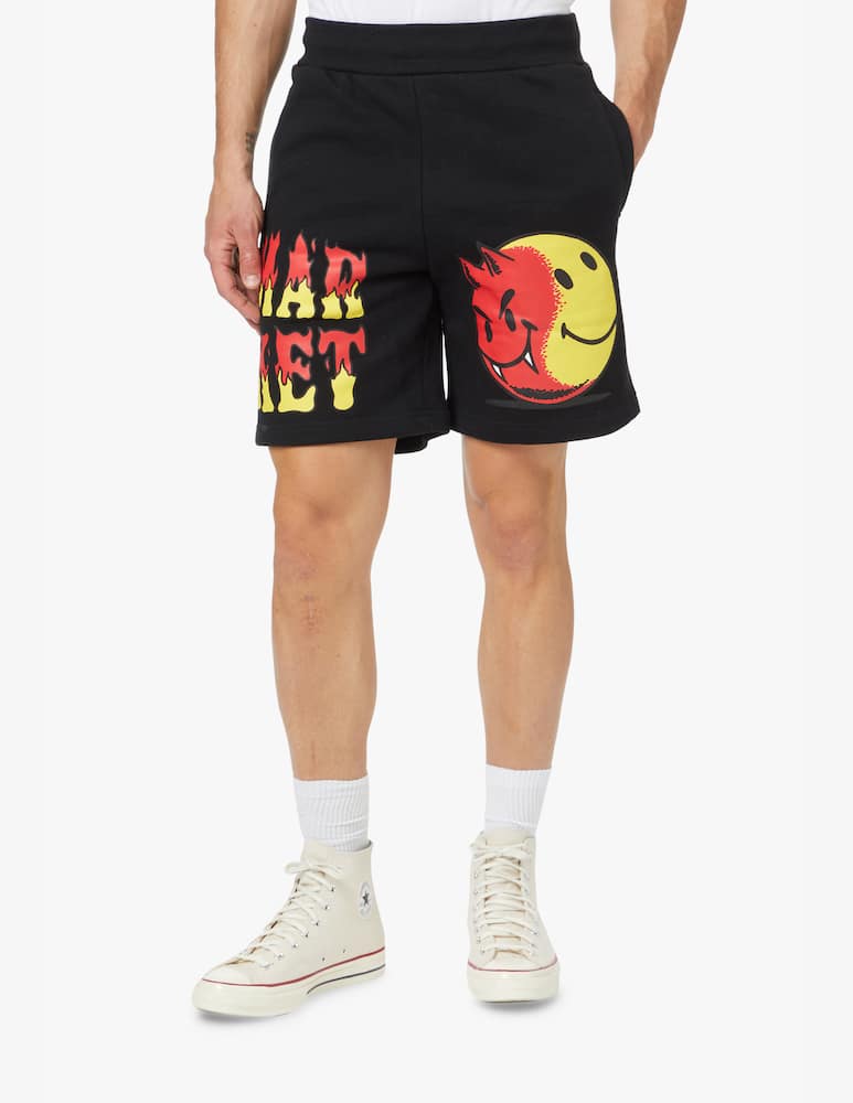 rinascente Market Smiley good and evil sweatshorts - black