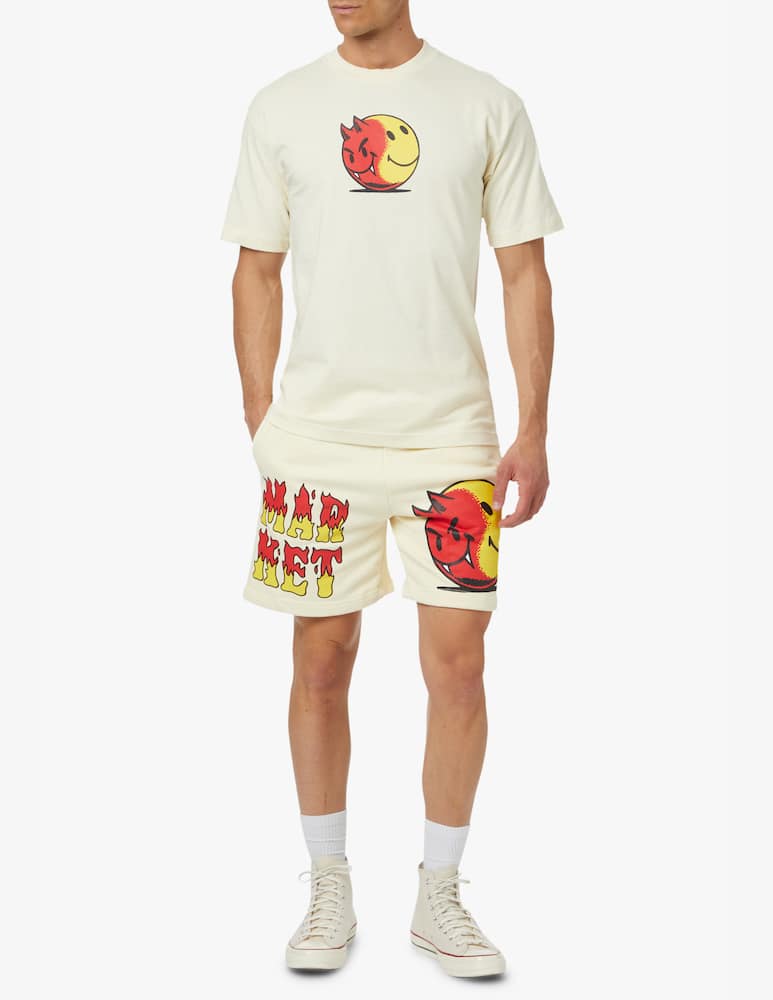Market Smiley good and evil sweatshorts - beige - picture 1 Market Smiley good and evil sweatshorts - beige - picture 1