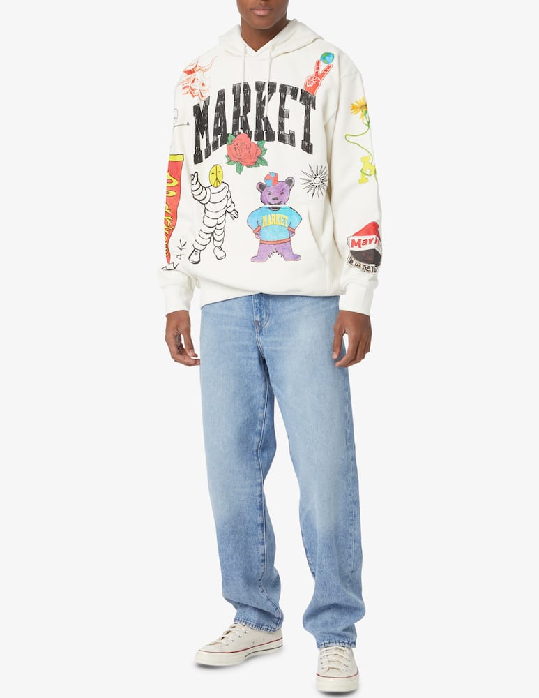 rinascente Market Varsity hand drawn hoodie - White