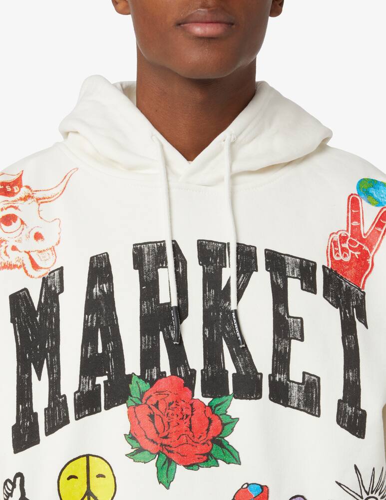 rinascente Market Varsity hand drawn hoodie - White