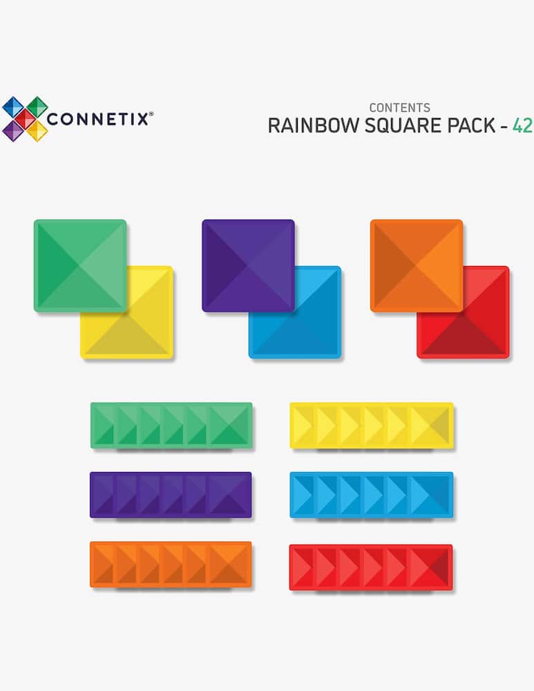 rinascente Buzz Rainbow square pack magnetic tiles