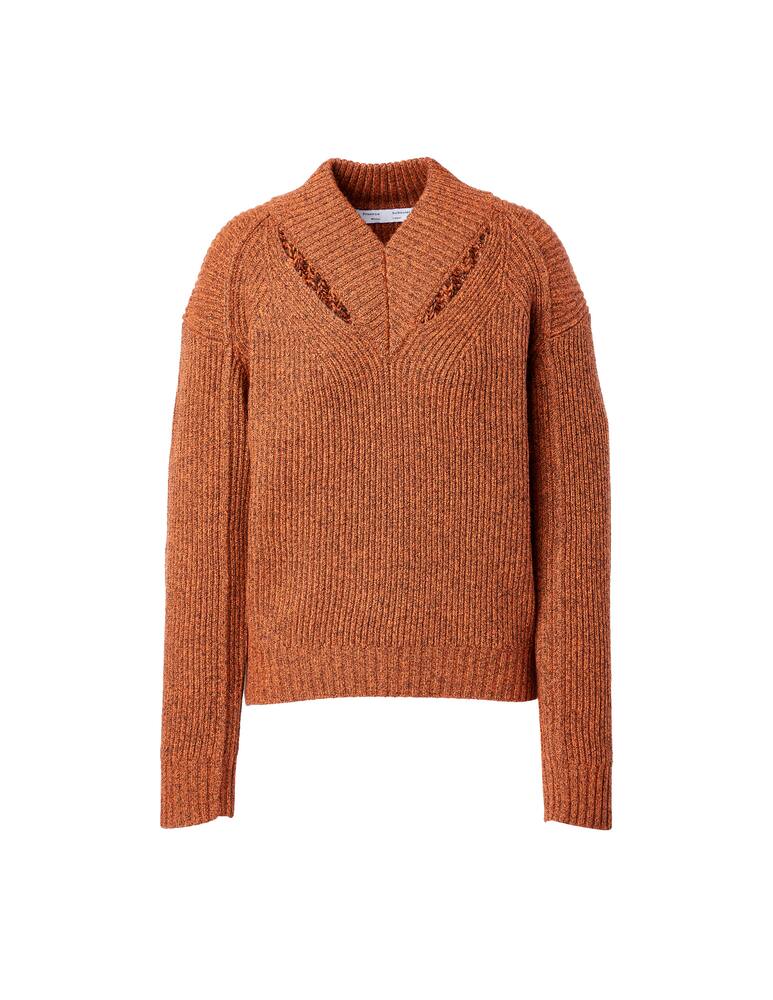 rinascente Proenza Schouler White Label Melange sweater with v-neck in wool - orange