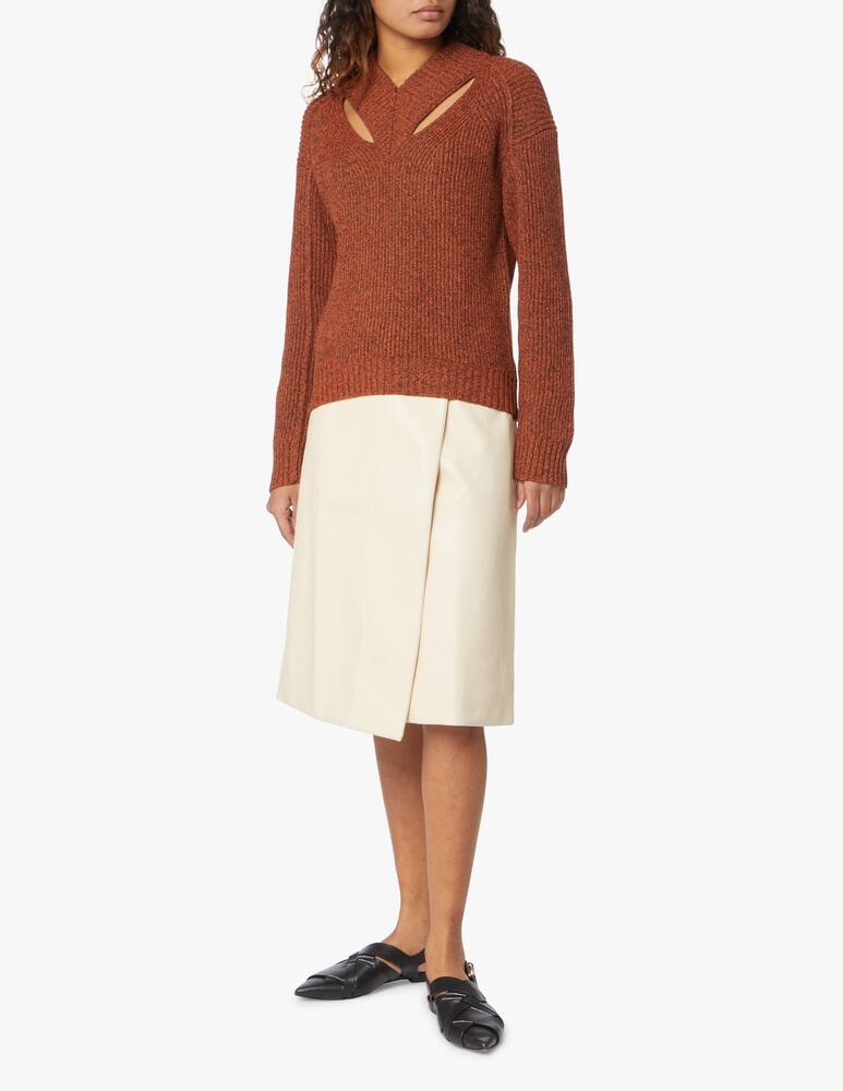 rinascente Proenza Schouler White Label Melange sweater with v-neck in wool - orange