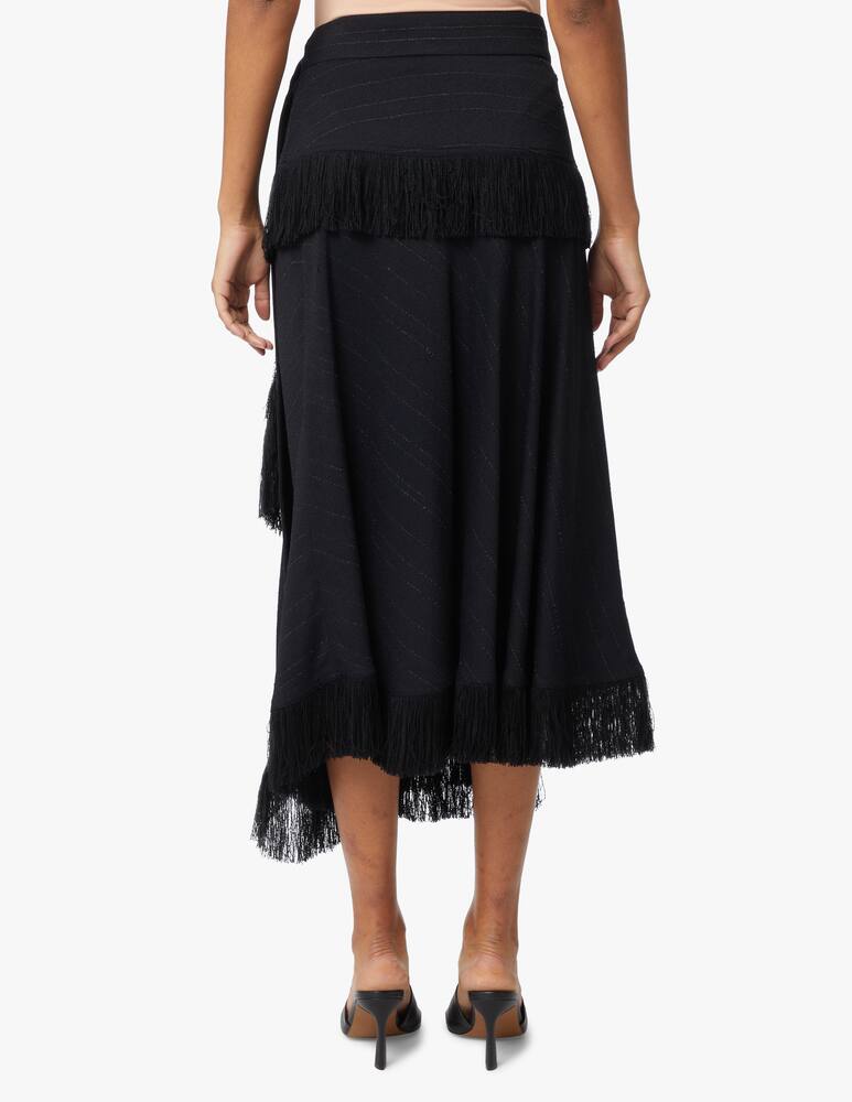 rinascente Proenza Schouler Asymmetrical midi skirt  jacket with fringes - black