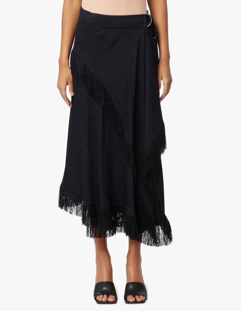 rinascente Proenza Schouler Asymmetrical midi skirt  jacket with fringes - black