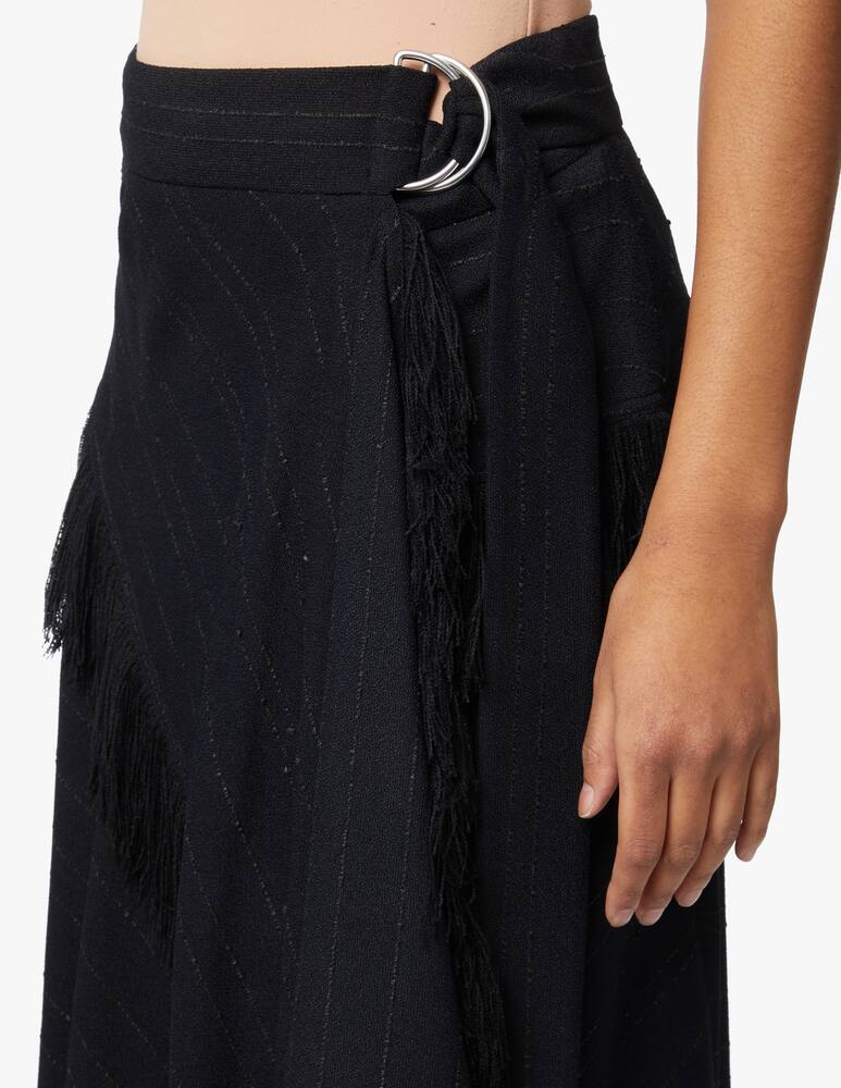 rinascente Proenza Schouler Asymmetrical midi skirt  jacket with fringes - black
