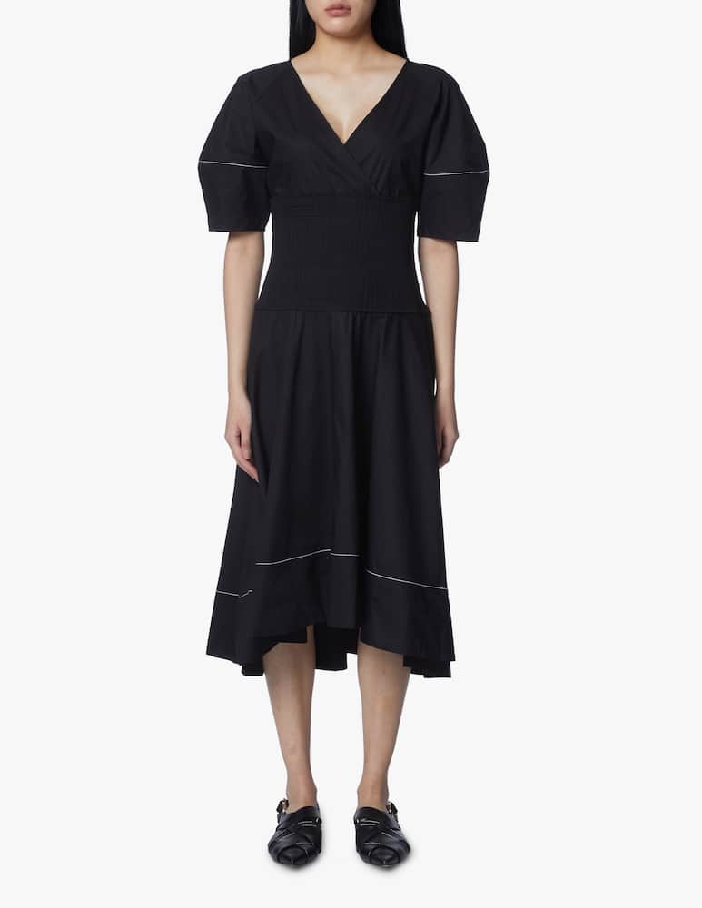 rinascente Proenza Schouler White Label Flared dress with elastic waistband and topstitching - black