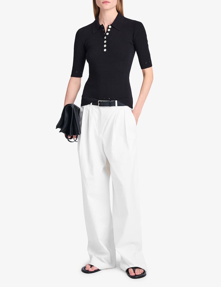 Proenza Schouler White Label Polo Spencer in viscosa boucle - immagine 1 Proenza Schouler White Label Polo Spencer in viscosa boucle - immagine 1