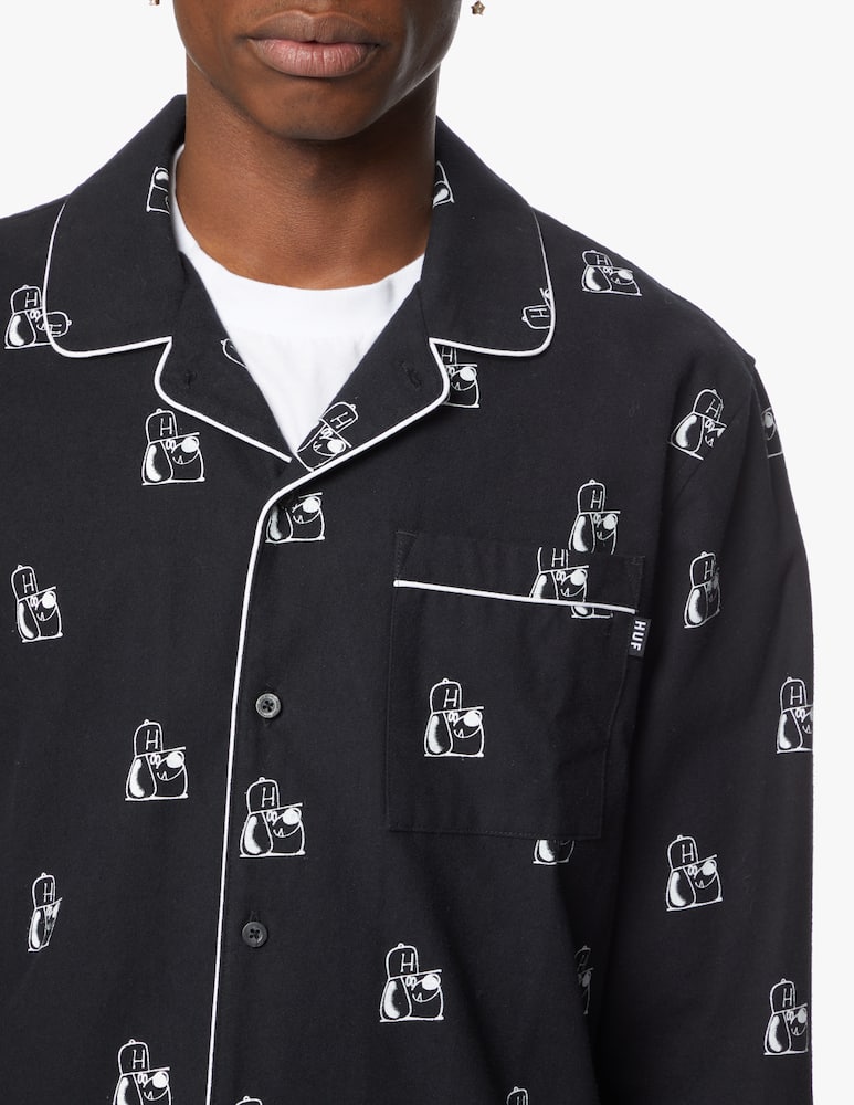 rinascente Huf Allover remio flannel shirt - black