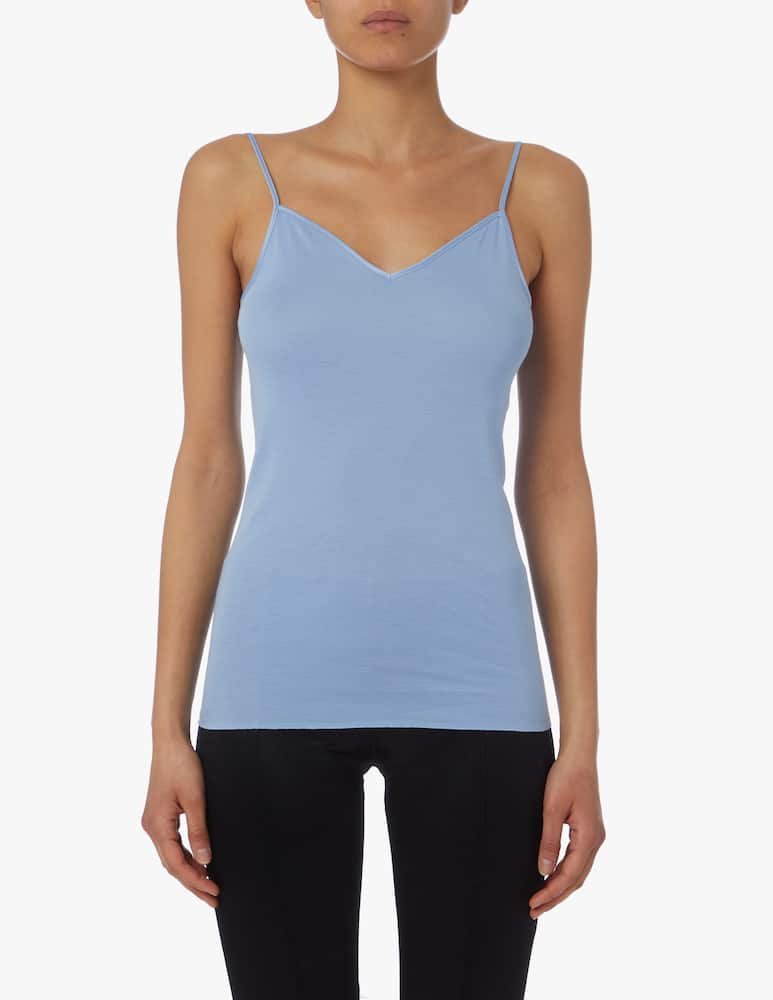 rinascente Hanro Top in cotone con bretellina - azzurro