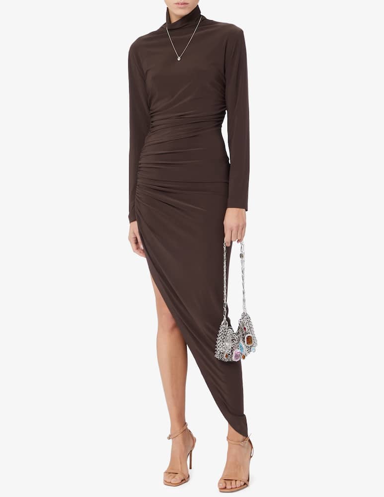 rinascente Norma Kamali Abito a maniche lunghe con collo alto e drappeggio laterale