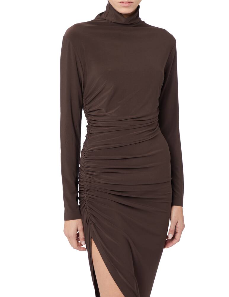 rinascente Norma Kamali Abito a maniche lunghe con collo alto e drappeggio laterale