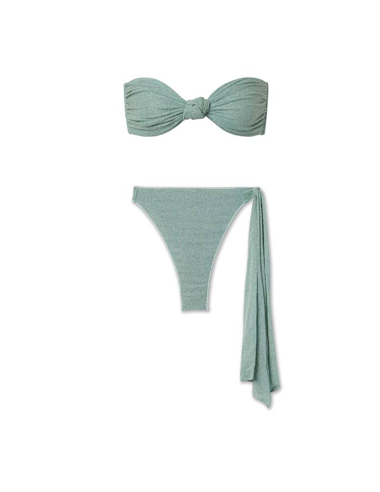 rinascente Oséree Bikini a fascia Shine Knotted - azzurro