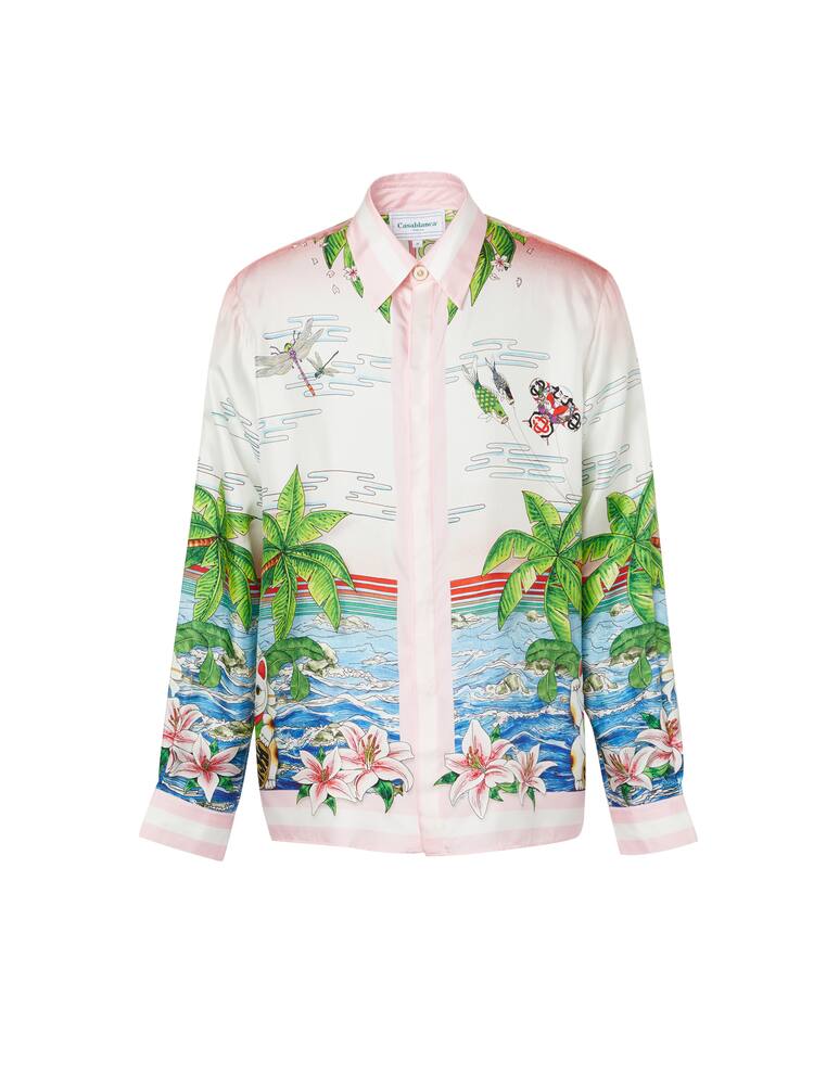 rinascente Casablanca Long sleeve silk twill shirt - green