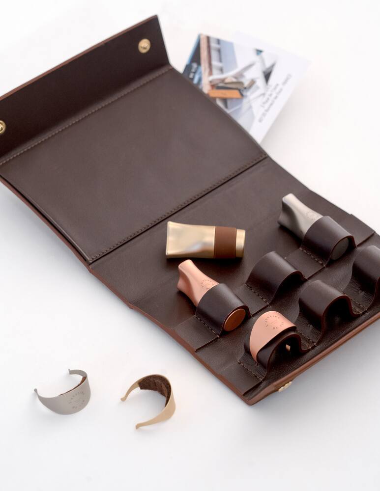 rinascente L'Atelier du Vin Les Bijoux Set 3 chiudibottiglie e anello per vino - Marrone