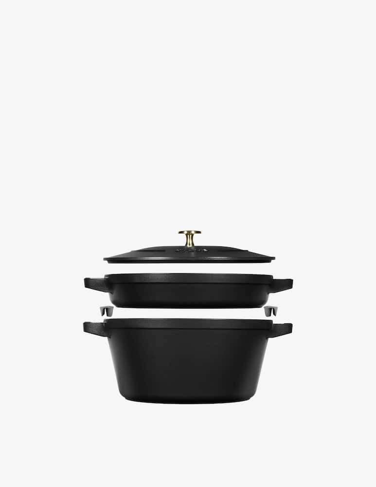 rinascente Staub Cocotte Stackable 2 Pcs Black