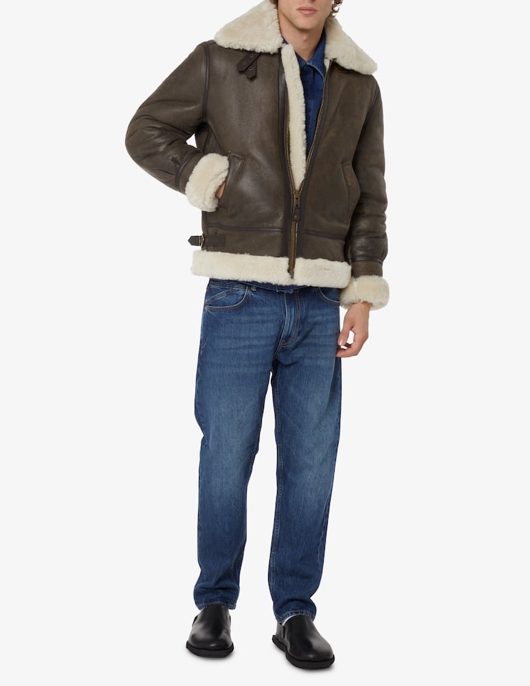rinascente Schott Zip short shearling jacket - Brown